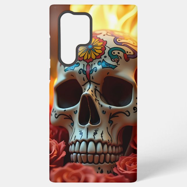 Para Samsung Galaxy Edgy Skull con Rosas y Funda de incendios - iPhone (Reverso )