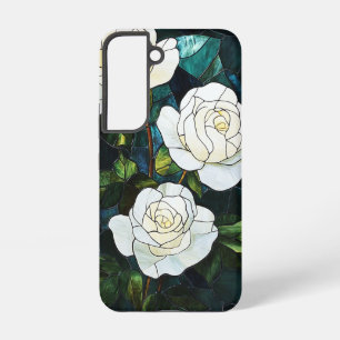 Para Samsung Galaxy S22 Efecto de Vidrio Emplomado Funda Samsung, Rosas Bl