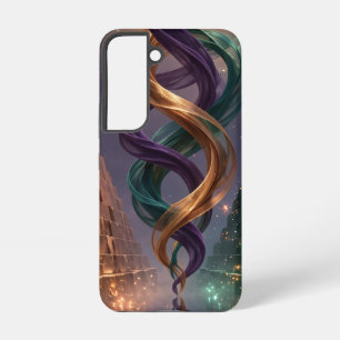 Para Samsung Galaxy S22 Funda de pirámide lunar con triple cinta mística