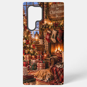 Para Samsung Galaxy S22 Ultra Funda de teléfono con chimenea navideña acogedora