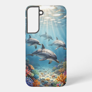 Para Samsung Galaxy S22+ Funda de teléfono con delfines.