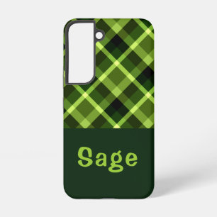 Para Samsung Galaxy S22 Funda de teléfono con monograma de cuadros verde g