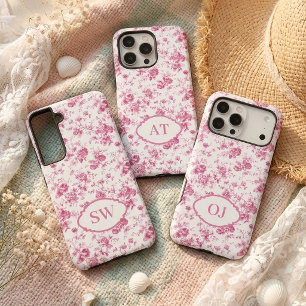 Para Samsung Galaxy S22+ Funda de teléfono con monograma de toile rosa pers