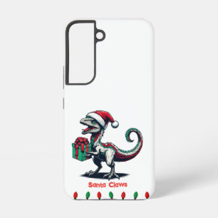 Para Samsung Galaxy S22 Funda de teléfono con sombrero de Santa de dinosau