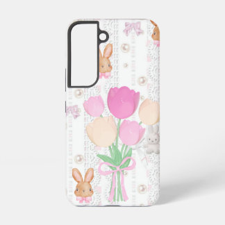 Para Samsung Galaxy S22 Funda de teléfono Coquette Bunny – Blanco y floral