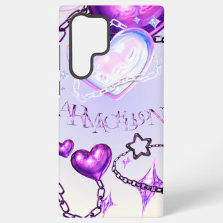 Para Samsung Galaxy S22 Ultra Funda de teléfono Corazón iridiscente y cadenas pú