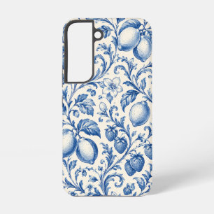 Para Samsung Galaxy S22 Funda de teléfono de Chinoiserie Azul Limón Fresa