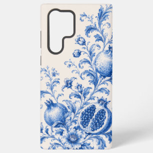Para Samsung Galaxy S22 Ultra Funda de teléfono de granada Chinoiserie azul