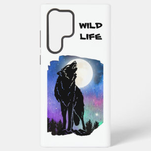 Para Samsung Galaxy S22 Ultra Funda de teléfono de lobo aullador místico