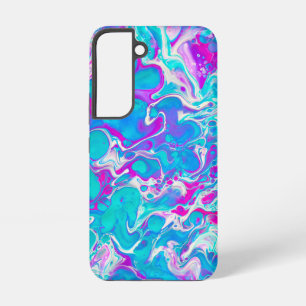 Para Samsung Galaxy S22 Funda de teléfono de mármol líquido en azul y rosa