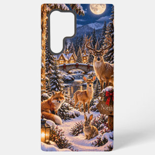 Para Samsung Galaxy S22 Ultra Funda de teléfono de Navidad Bosque Encantado de I
