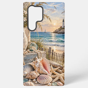 Para Samsung Galaxy S22 Ultra Funda de teléfono de playa costera y faro