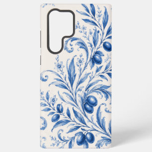 Para Samsung Galaxy S22 Ultra Funda de teléfono de rama de olivo chinoiserie azu