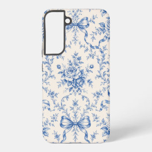 Para Samsung Galaxy S22+ Funda de teléfono de toile de cinta de rosa rococó