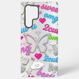 Para Samsung Galaxy S22 Ultra Funda de teléfono estética Y2K mariposa nostalgia