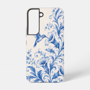 Para Samsung Galaxy S22 Funda de teléfono floral Colibrí Azul