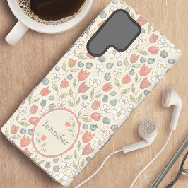 Para Samsung Galaxy S22 Ultra Funda de teléfono floral personalizada