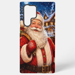 Para Samsung Galaxy S22 Ultra Funda de teléfono vintage de Papá Noel navideño