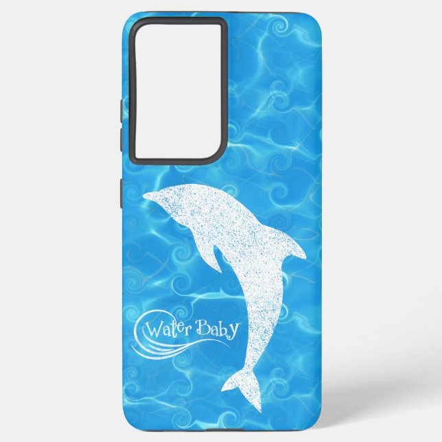 Para Samsung Galaxy Funda Ola de delfín de bebé acuático (Reverso )