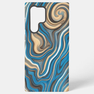 Funda Para Samsung Galaxy S22 Ultra Funda S22 Ultra Blue & Gold Swirls Waves