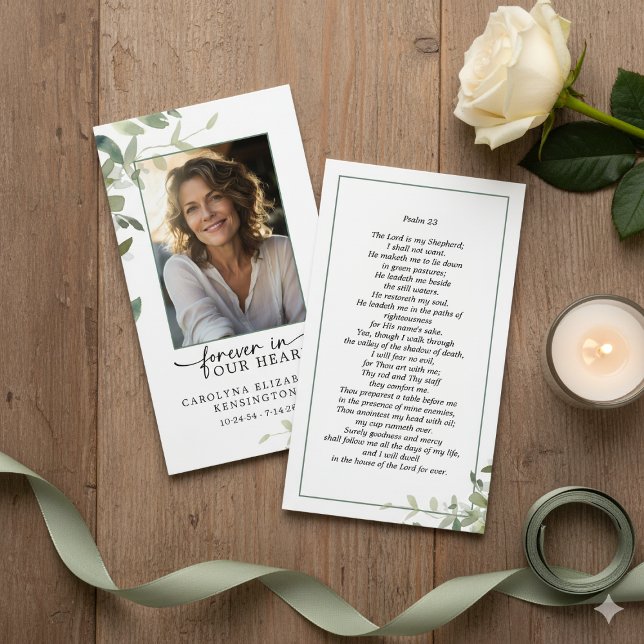 Para siempre en nuestros corazones Tarjeta de Orac (Forever in Our Hearts Funeral Psalm Prayer Cards)