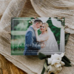 Para siempre gracias tarjeta de boda tipográfica<br><div class="desc">Una elegante imagen de las recién casadas. La imagen de la novia y del novio y el color y el texto de la espalda pueden ser personalizados. Añade un mensaje personal de agradecimiento y puedes subir tu propia foto.</div>
