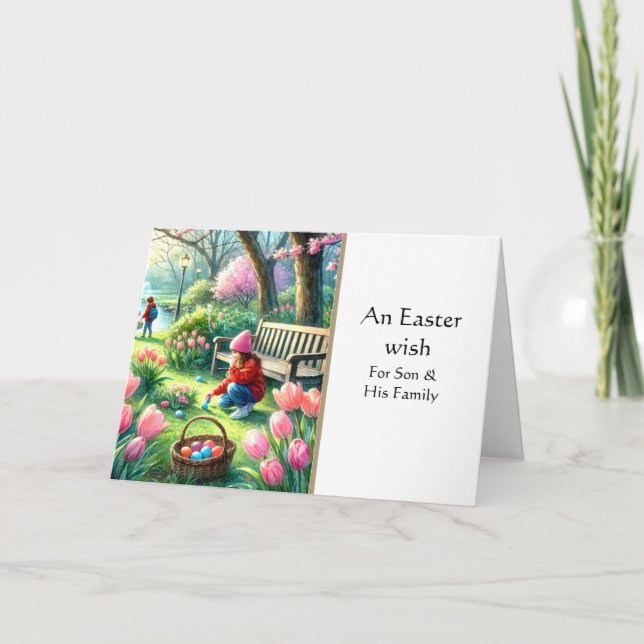 Para su hijo y su esposa, feliz tarjeta de saludo  (Anverso)