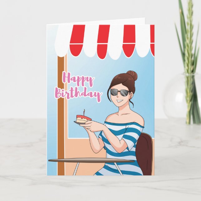 Para su tarjeta de pastel de cumpleaños de Anime C (Anverso)