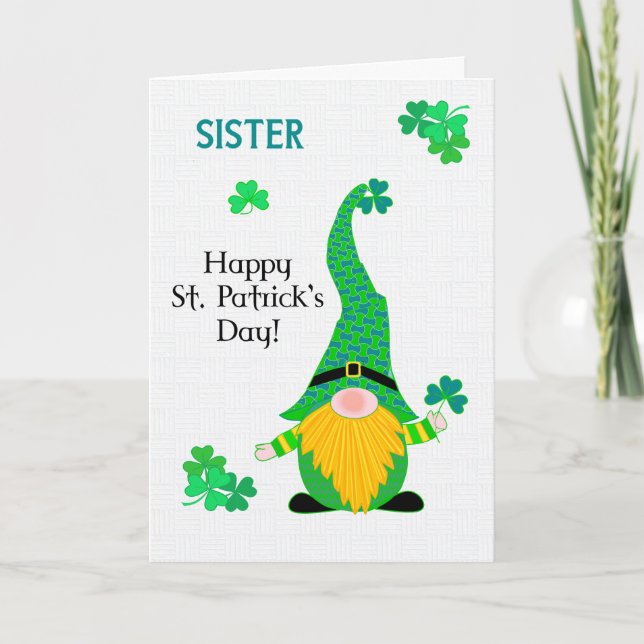 Para tarjeta de leprechaun divertida de la hermana (Anverso)