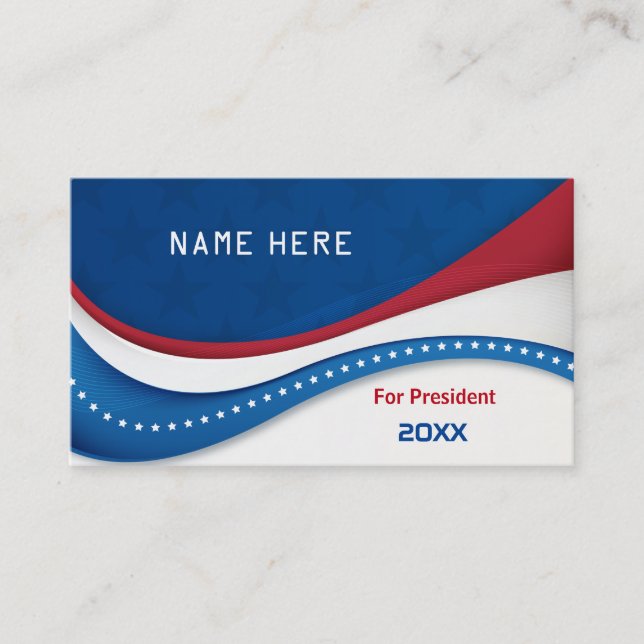 Para tarjeta de presentación de USA President 2016 (Anverso)