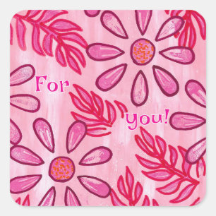 Para ti, pegatinas de flores rosas, personalizadas