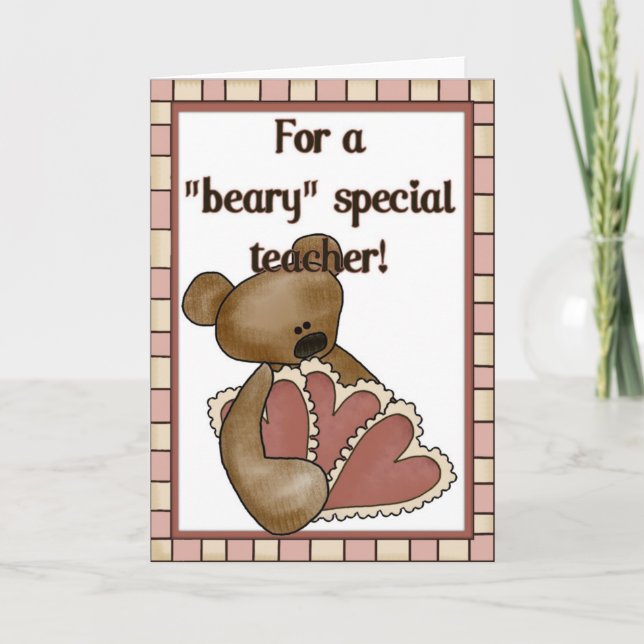 Para un profesor especial beary, tarjeta de San Va (Anverso)