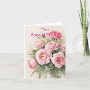 Para una tarjeta de cumpleaños de rosas rojas rosa