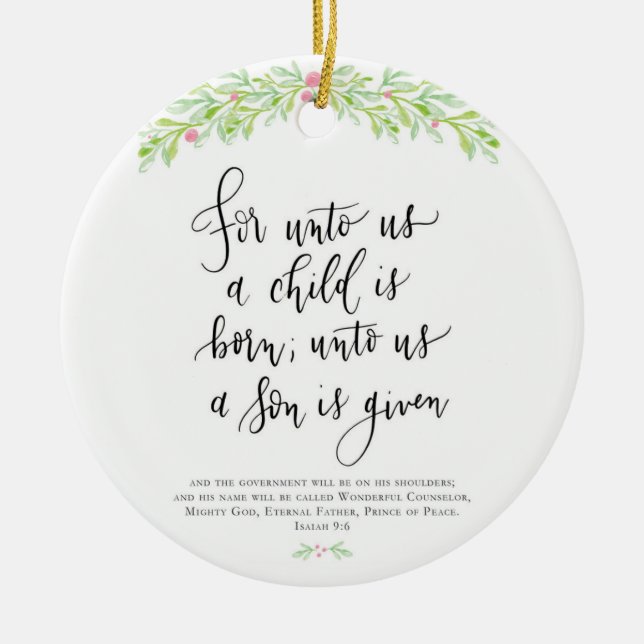 Para Unto Us un niño nace adorno navideño (Frente)