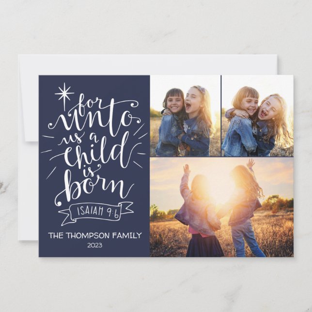 Para Unto Uu Tarjeta Fotográfica De Navidad Tres I (Anverso)