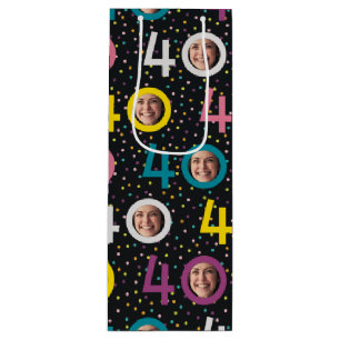Para Vino 40.º Personalizar de cumpleaños Foto Bolsa de rega