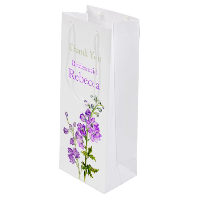 Para Vino Delphinium boda bridesmaid favorece la bolsa de vi (Angulo Anverso)