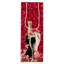 Elegante Esparkle Rojo Champagne Bolsa de papel de