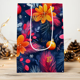 Para Vino Personalizado Negrita Navidades Florales Bolsa de 