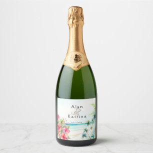 Para Vinos Espumosos Conjunto de Etiquetas de Comida y Bebida Floral de