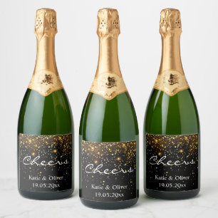 Para Vinos Espumosos Etiquetas de Botella - Glitter Dorado de Celebraci