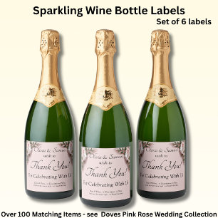 Para Vinos Espumosos Etiquetas de Botellas de Vino Burbujeante, Rosas R