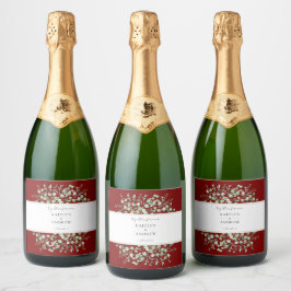 Para Vinos Espumosos Etiquetas de botellas de vino burdeos con eucalipt