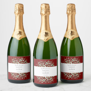 Para Vinos Espumosos Etiquetas de botellas de vino burdeos con eucalipt