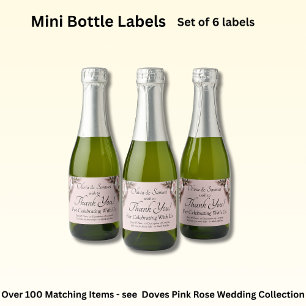 Para Vinos Espumosos Etiquetas de Botellas, Rosas Rosadas & Palomas