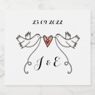 Para Vinos Espumosos Etiquetas de frasco Boda de palomas blancas person