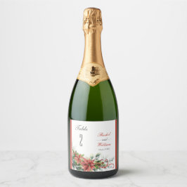 Para Vinos Espumosos Etiquetas de número de tabla de Boda de Poinsettia