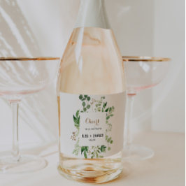 Para Vinos Espumosos Etiquetas de Vino Espumoso de Boda de Eucalipto El
