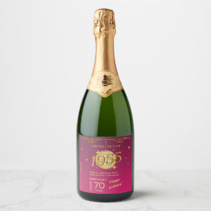Para Vinos Espumosos Nacido en 1955 Juego de etiquetas de vino de fiest