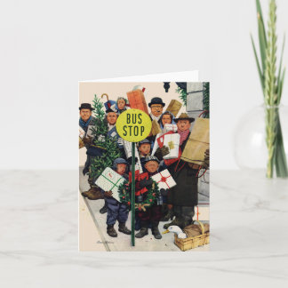 Parada de autobús en el navidad